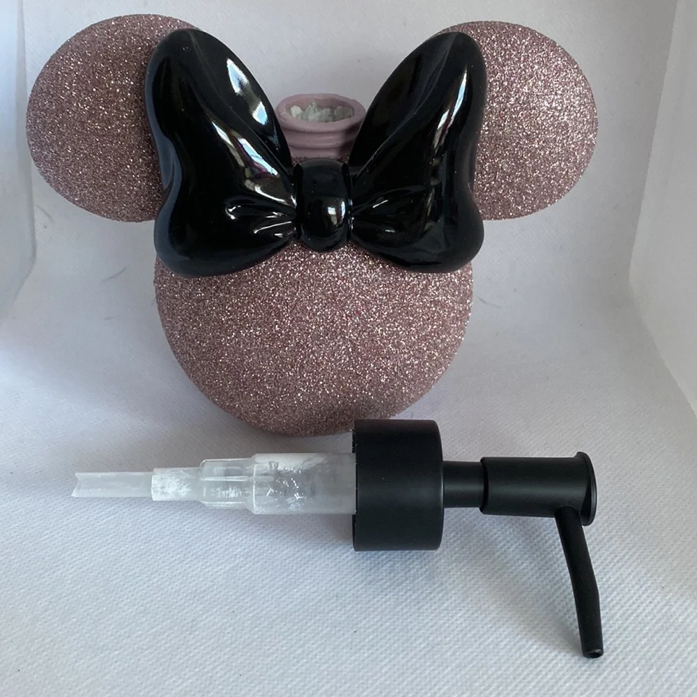 Disney Purple Glitter & Black Minnie Mouse Soap Dispenser & Toothbrush Holder
